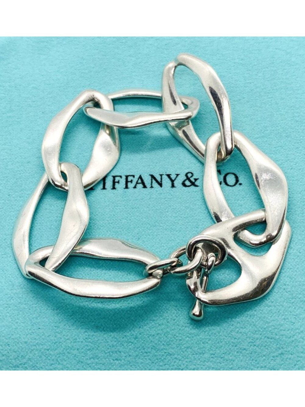 Tiffany & Co Elsa Peretti Aegean Toggle 925 Sterling Silver Bracelet Signed 8"